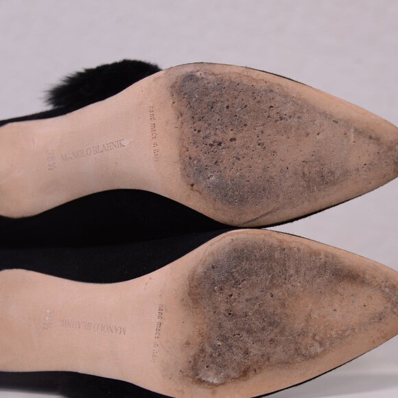 Manolo Blahnik NESTANU M Black Suede 38.5 Made in Italy Camoscio Nero - Picture 7 of 11